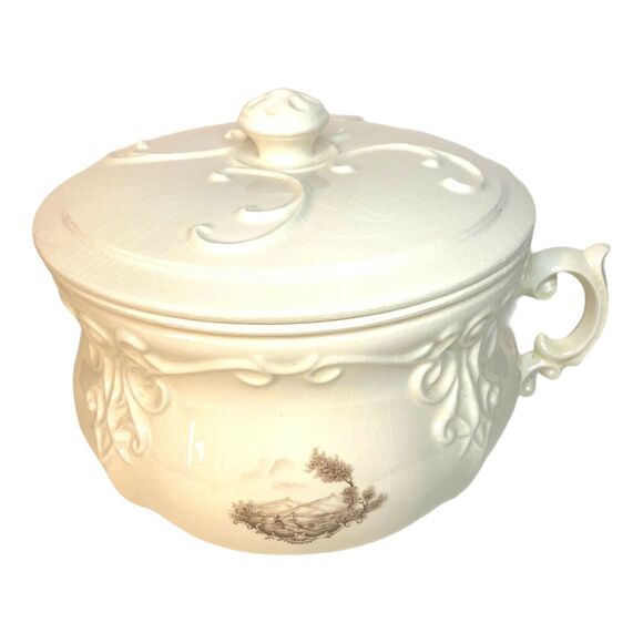 Arnel's FISHERMAN 3pc Chamber Pot 1976 Bowl with Splash Cover & Lid Vintage - Picture 5 of 12